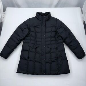 LL Bean DownTek Pertex Parka Down Jacket Womens Large Full Zip Winter Coat Black